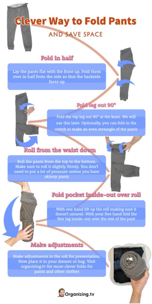 step by step guide on how to fold pants to save space