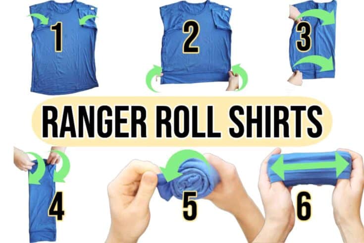 a step by step infographic on ranger rolling shirts