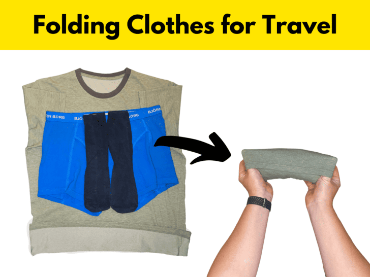 A set of clothes folded into a space-saving roll.