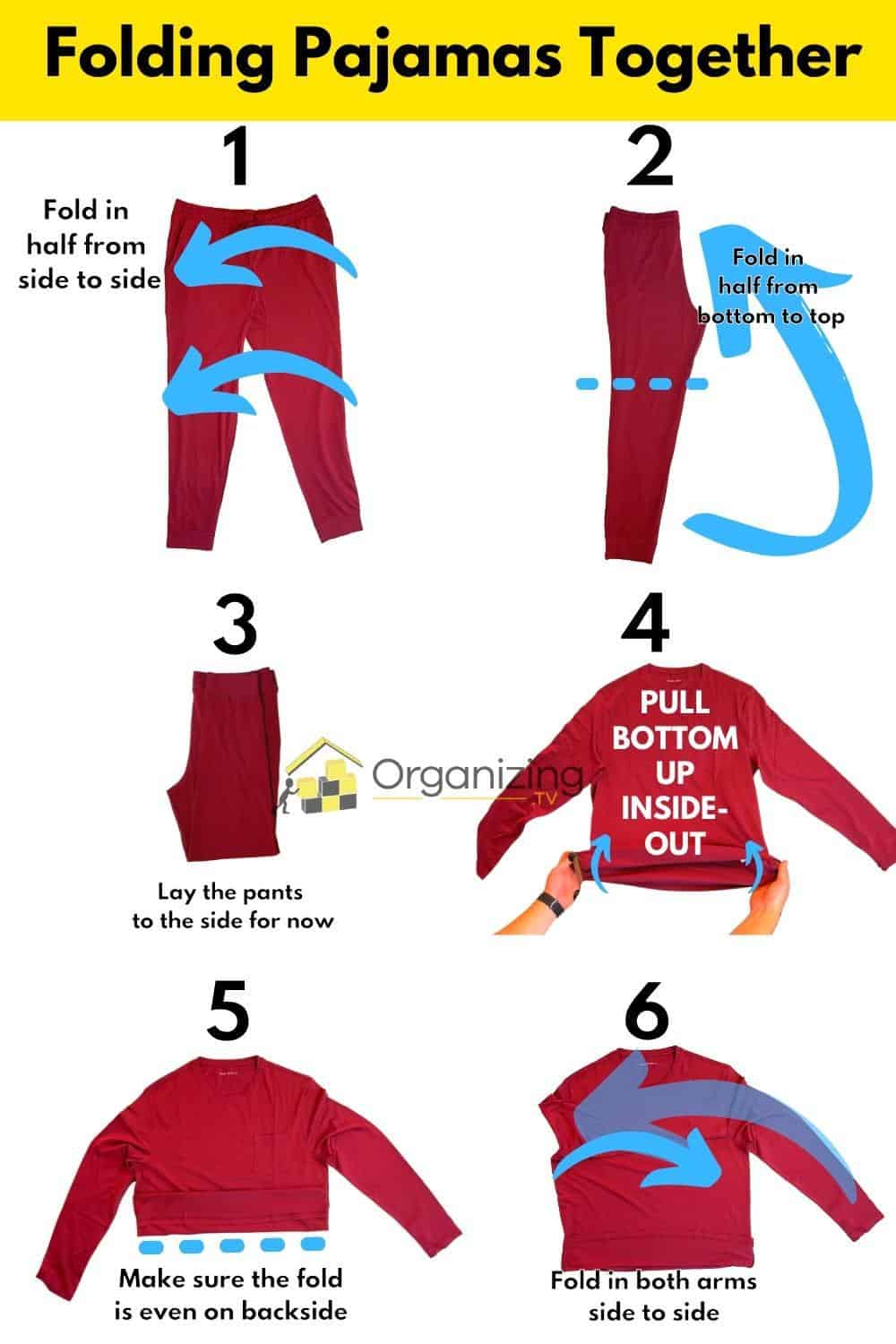 How to Fold Pajamas (and how to store them) Video + Photos Organizing.TV