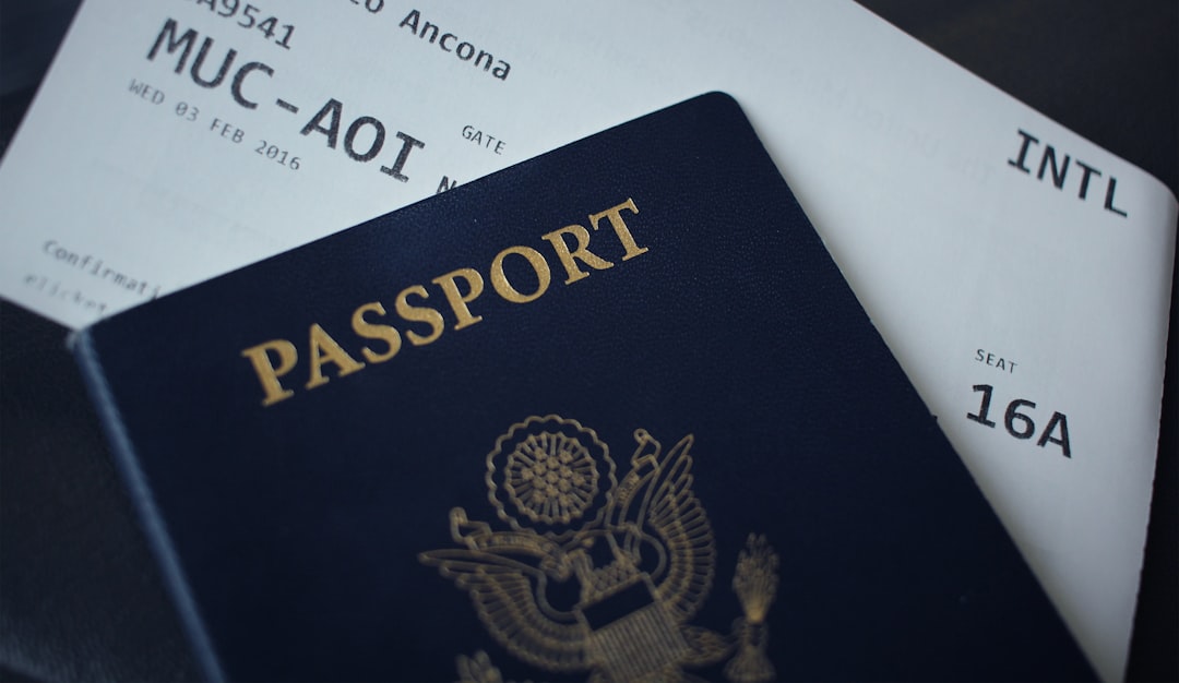 Passport boarding pass and currency for international travel