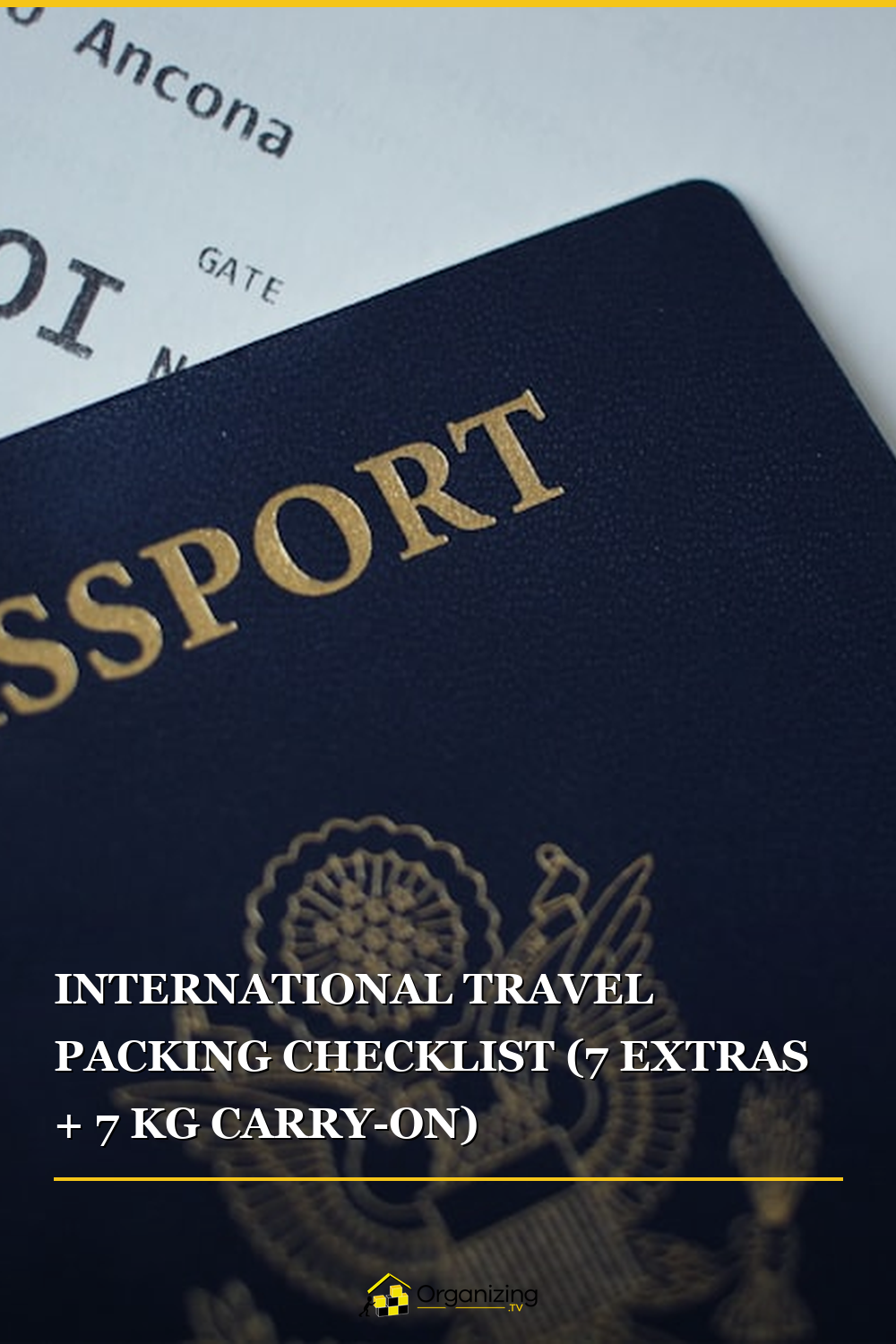 Pinterest pin for International Travel Packing Checklist (7 Extras + 7 kg Carry-On)